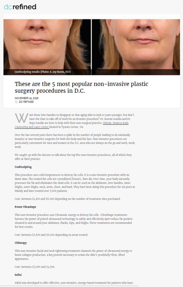 The 5 most popular non-invasive plastic surgery procedures in the Washington D.C. area